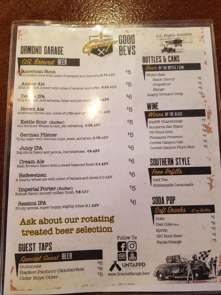 Ormond Garage - Ormond Beach, FL menu_pic