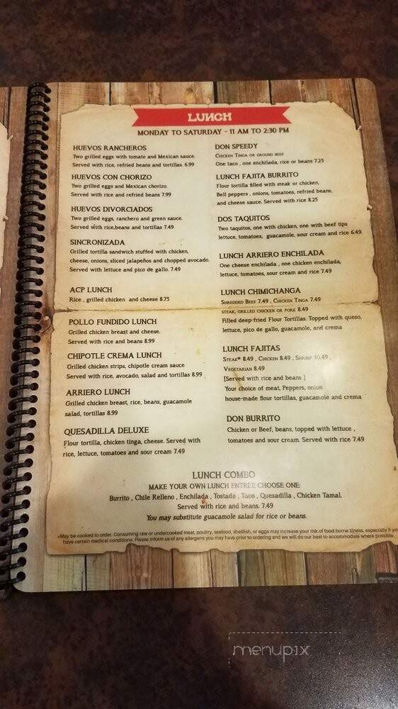 El Arriero Mexican Restaurant - Jacksonville, NC menu_pic