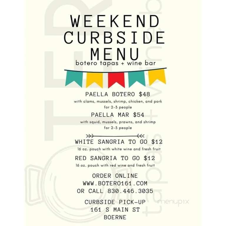 Botero Tapas + Wine Bar - Boerne, TX menu_pic