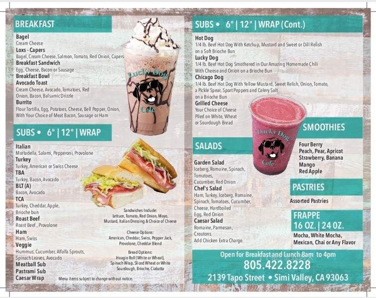 Lucky Dog Cafe and Coffee Bar - Simi Valley, CA menu_pic