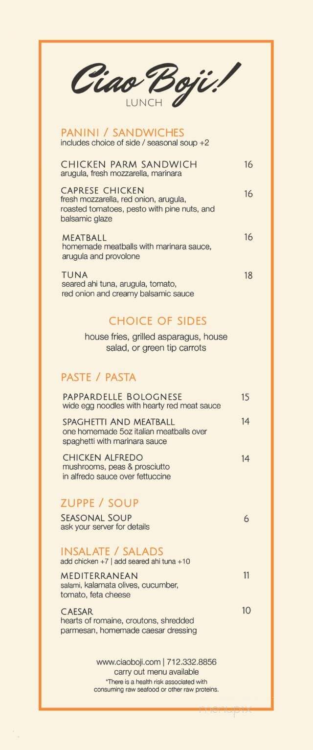 Ciao Boji - Arnolds Park, IA menu_pic