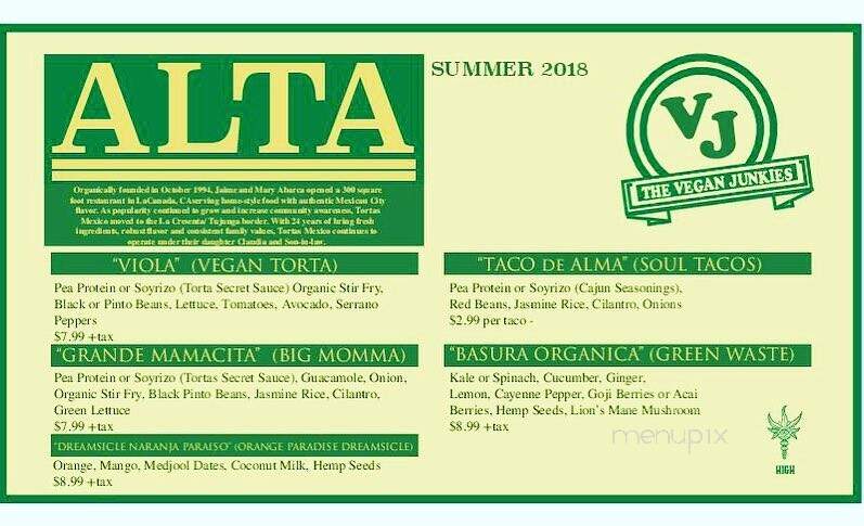 The Vegan Junkies International - Inglewood, CA menu_pic