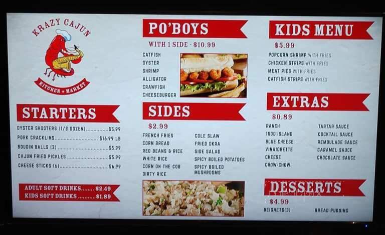 Krazy Cajun Kitchen & Market - Tyler, TX menu_pic
