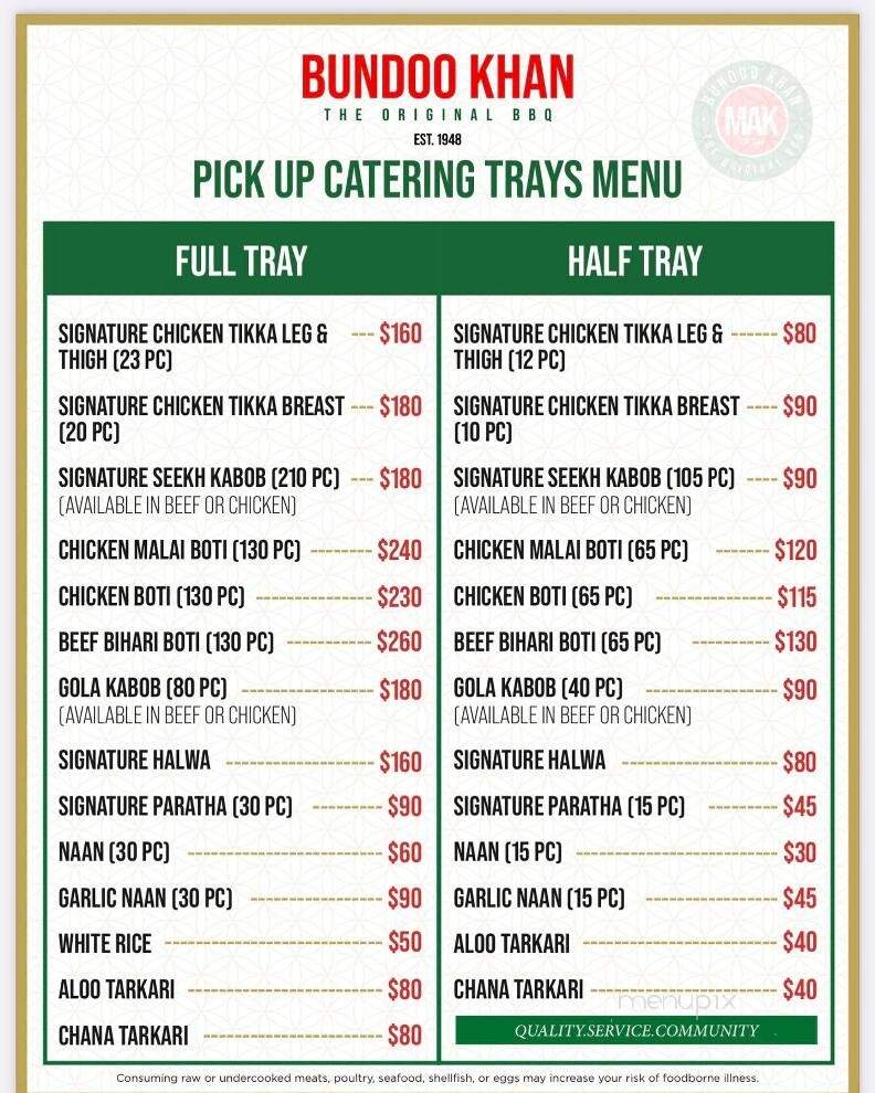 Bundoo Khan - Fullerton, CA menu_pic