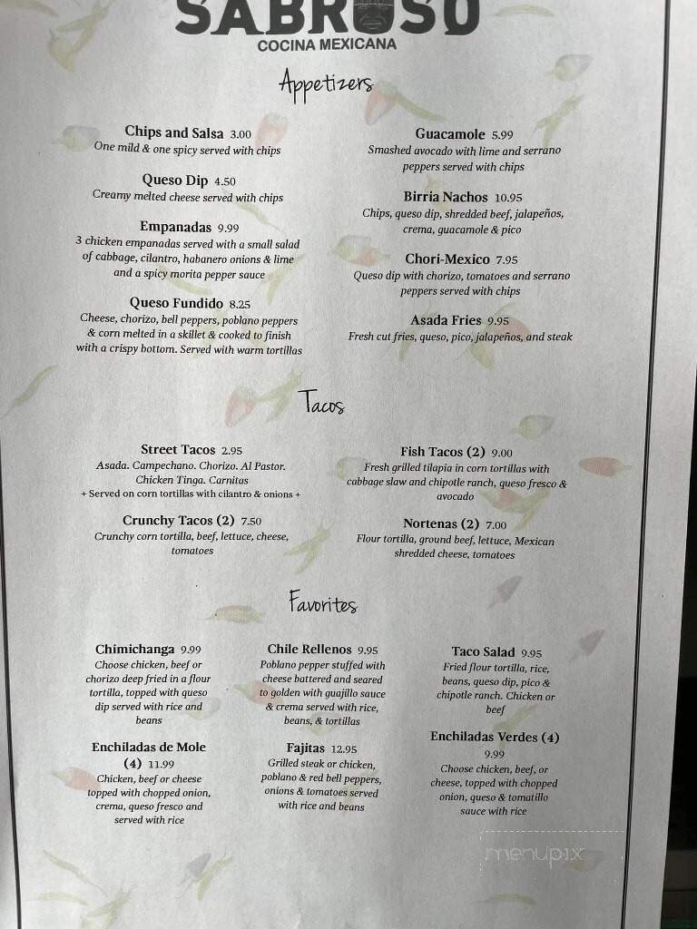 Sabroso Cocina Mexicana - Saint Ann, MO menu_pic