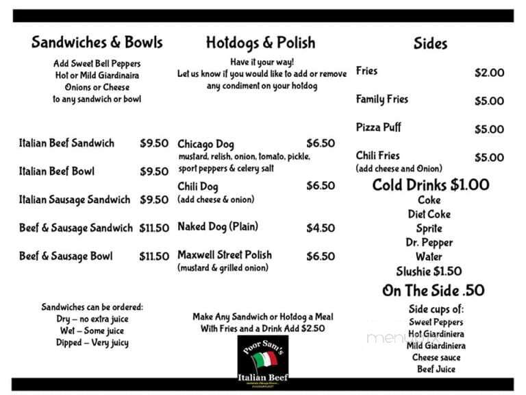 Poor Sam's Italian Beef - Maricopa, AZ menu_pic
