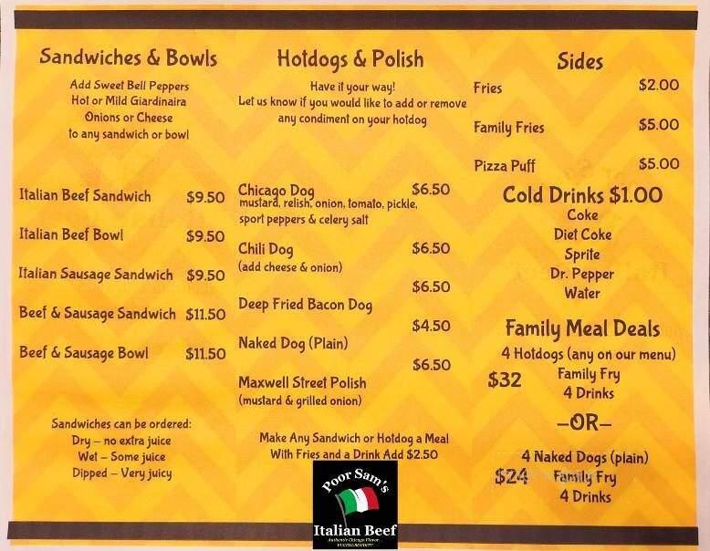 Poor Sam's Italian Beef - Maricopa, AZ menu_pic