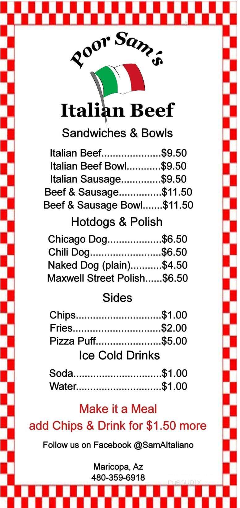 Poor Sam's Italian Beef - Maricopa, AZ menu_pic