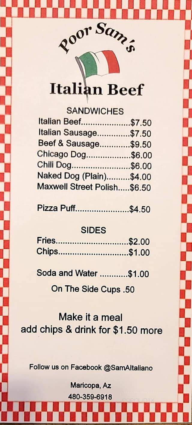 Poor Sam's Italian Beef - Maricopa, AZ menu_pic