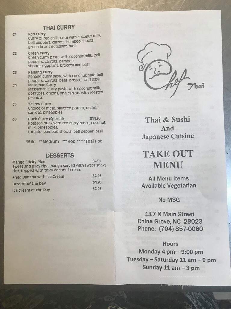 Chef Thai & Sushi - China Grove, NC