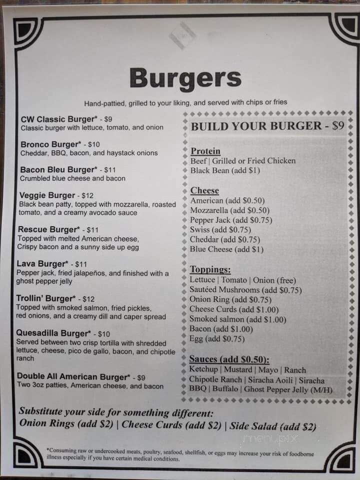 ClaireWaters Bar & Restaurant - Eau Claire, WI menu_pic