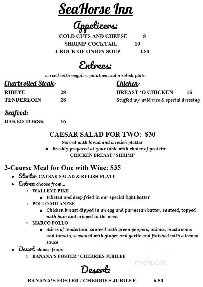 ClaireWaters Bar & Restaurant - Eau Claire, WI menu_pic