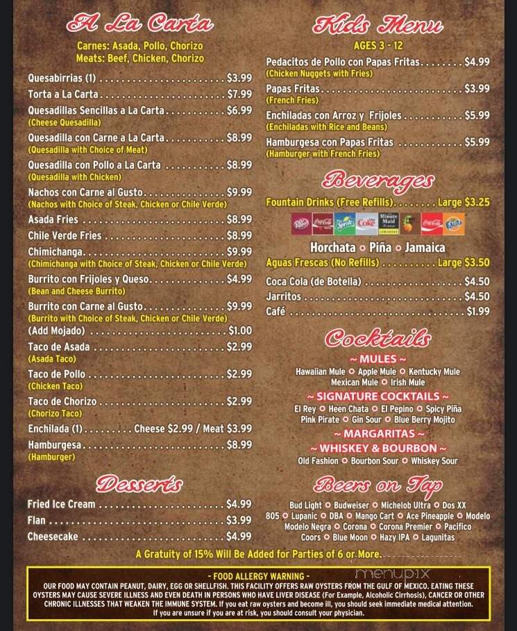 El Rey - Delano, CA menu_pic
