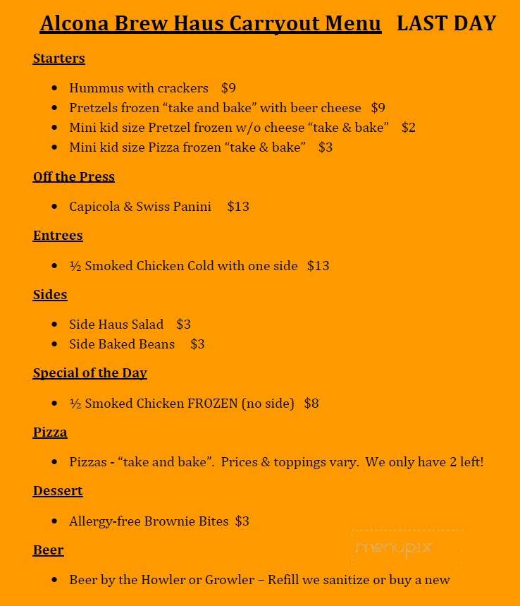 Alcona Brew Haus - Harrisville, MI menu_pic
