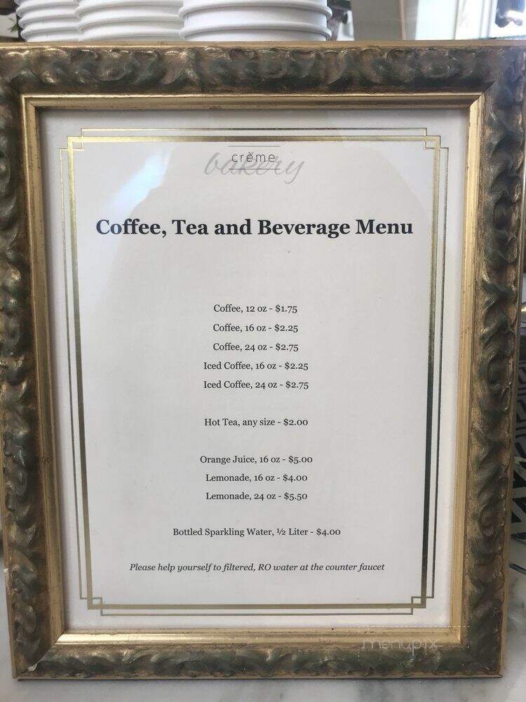 Creme Bakery - Claremont, CA menu_pic