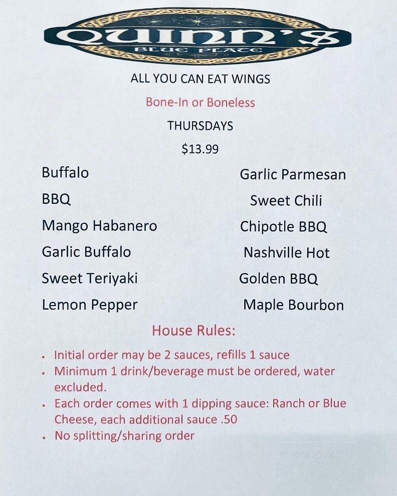 Quinn's Blue Plate - Holden, MA menu_pic