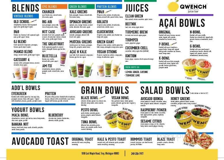 Qwench Juice Bar & DRNK Coffee + Tea - Troy, MI menu_pic