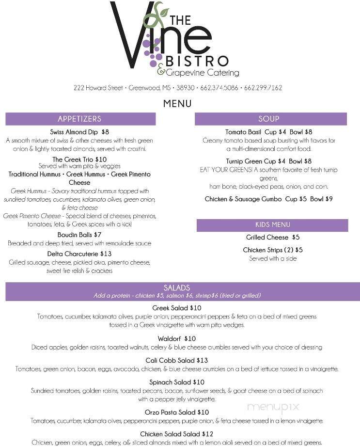 The Vine Bistro - Greenwood, MS menu_pic
