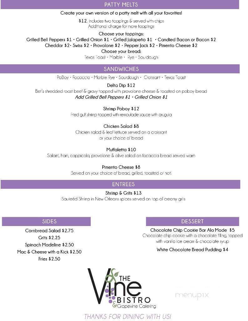 The Vine Bistro - Greenwood, MS menu_pic