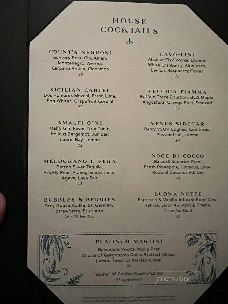 Lavo Ristorante - West Hollywood, CA menu_pic