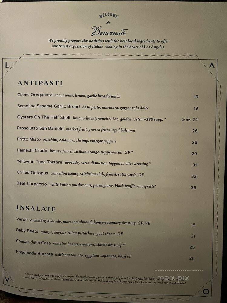 Lavo Ristorante - West Hollywood, CA menu_pic