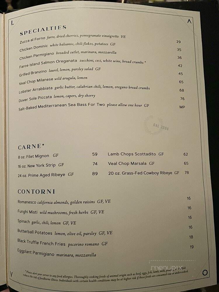 Lavo Ristorante - West Hollywood, CA menu_pic