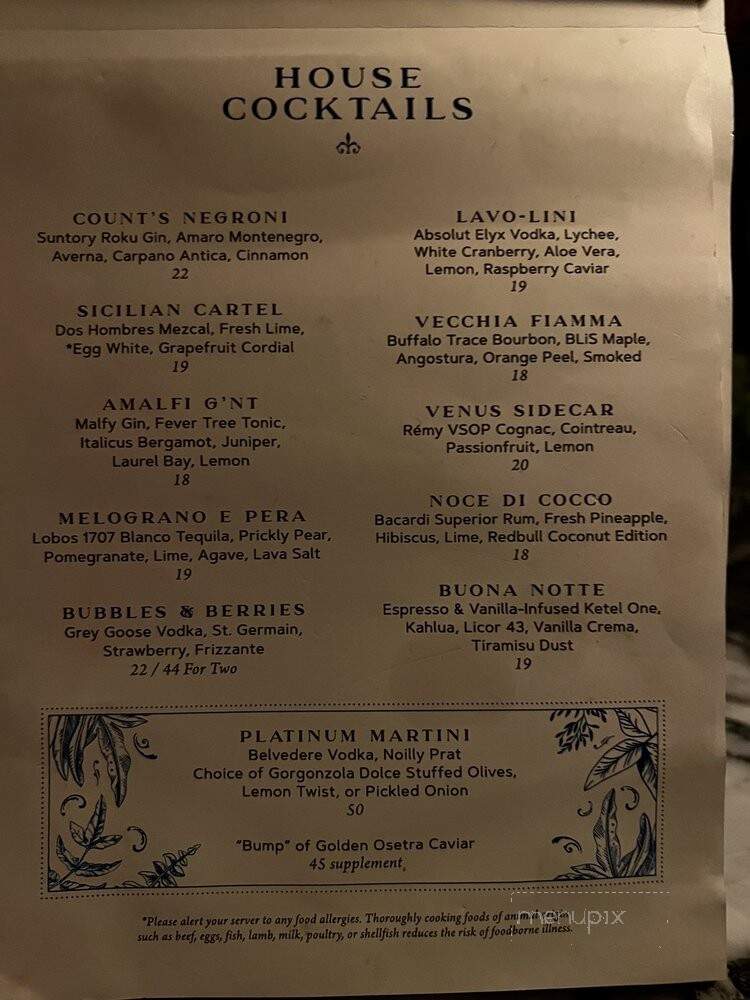 Lavo Ristorante - West Hollywood, CA menu_pic