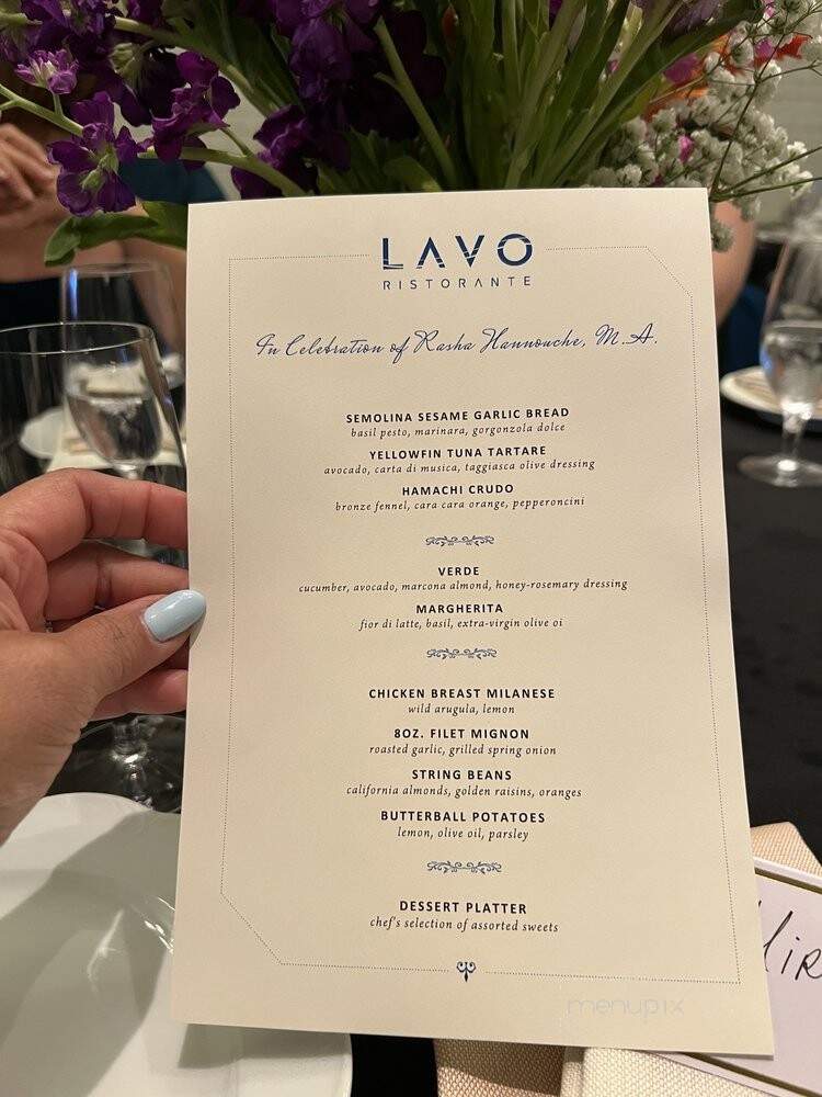 Lavo Ristorante - West Hollywood, CA menu_pic