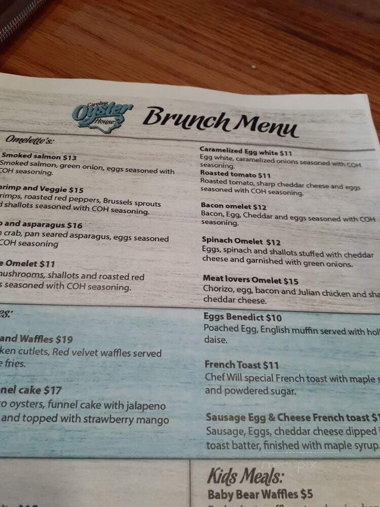 Carolina Oyster House & Seafood - Greenville, NC menu_pic