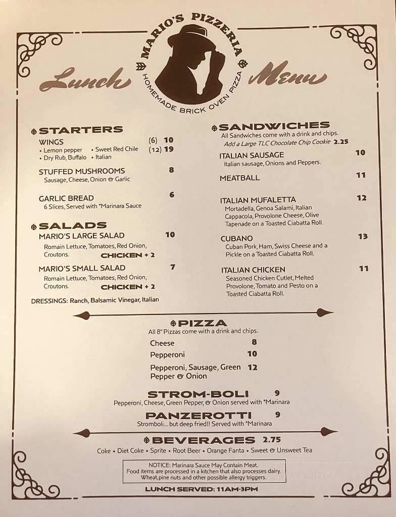 Mario's Pizzeria - Edgefield, SC menu_pic