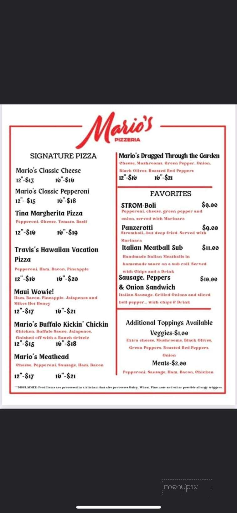 Mario's Pizzeria - Edgefield, SC menu_pic