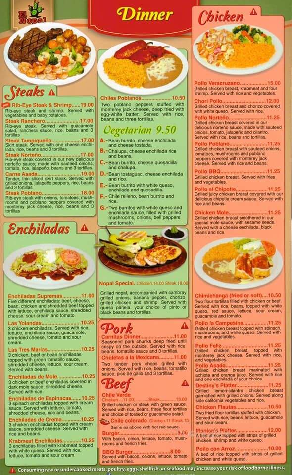 El Nopal - Sellersburg, IN menu_pic
