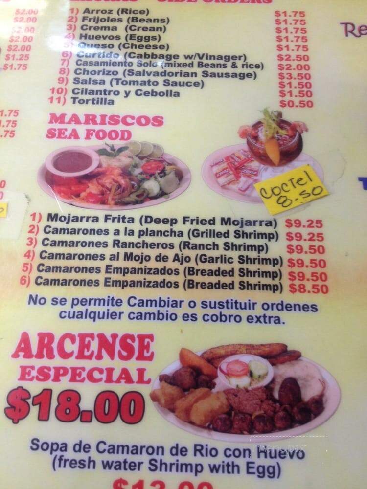 Arcense Restaurant y Pupuseria - Lawndale, CA menu_pic