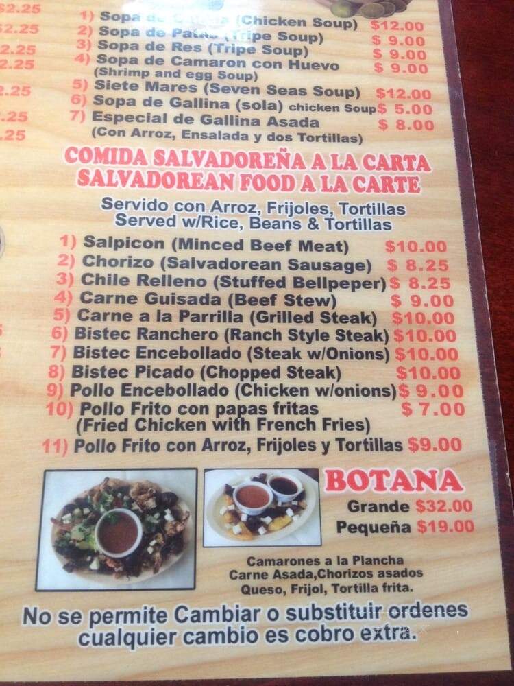 Arcense Restaurant y Pupuseria - Lawndale, CA menu_pic