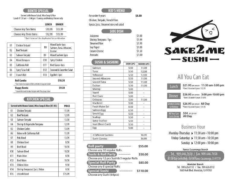 Sake 2 Me Sushi - Rancho Cucamonga, CA