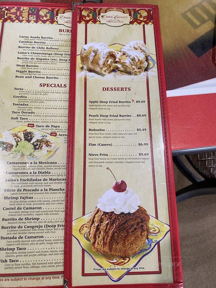 Dona Luisa's Mexican Grill - Norco, CA menu_pic