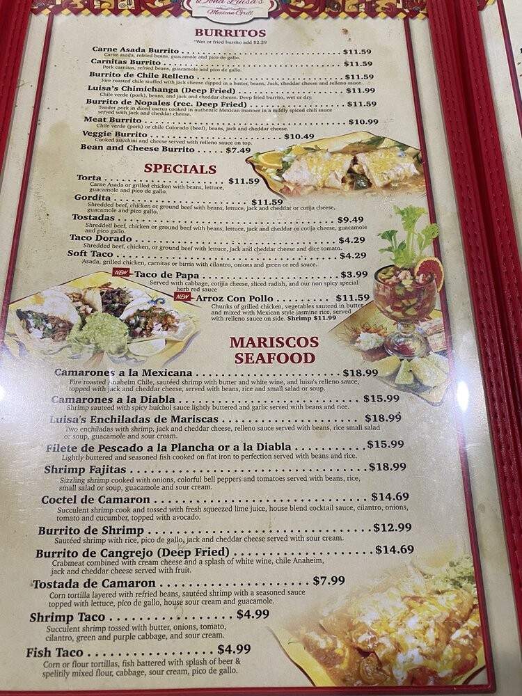 Dona Luisa's Mexican Grill - Norco, CA menu_pic