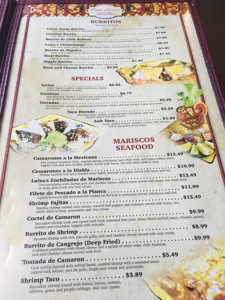 Dona Luisa's Mexican Grill - Norco, CA menu_pic