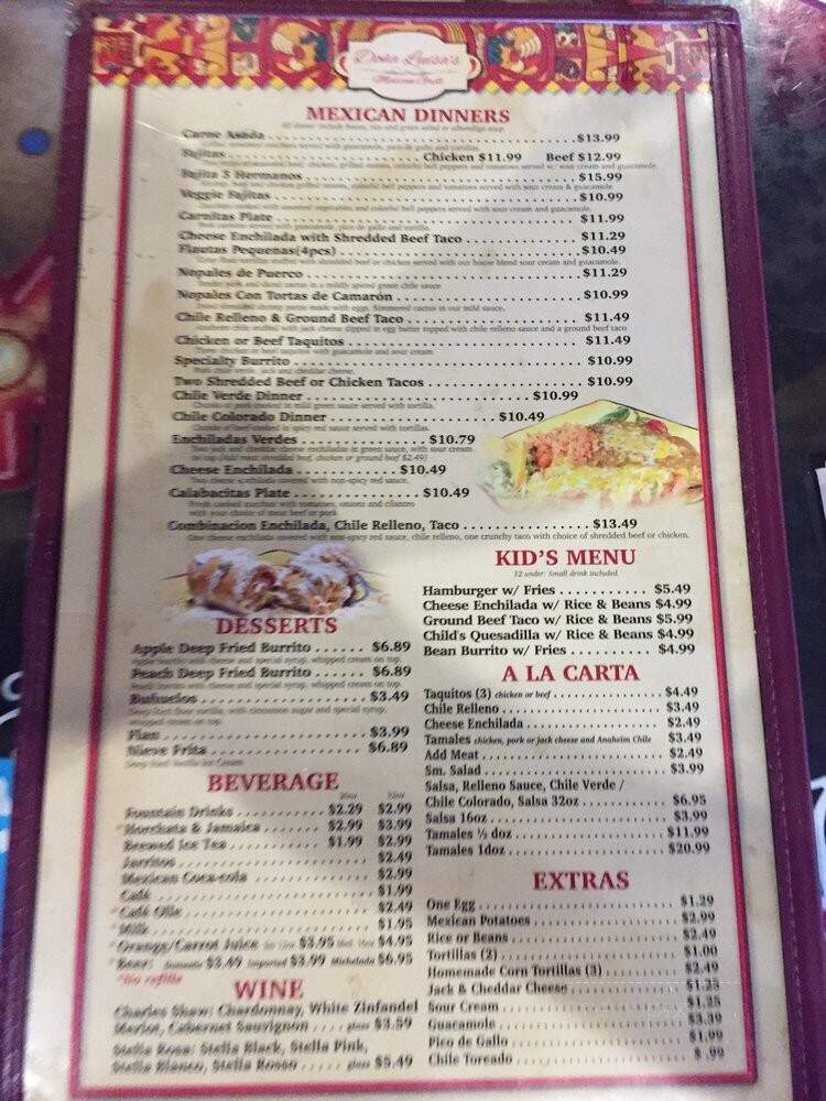 Dona Luisa's Mexican Grill - Norco, CA menu_pic