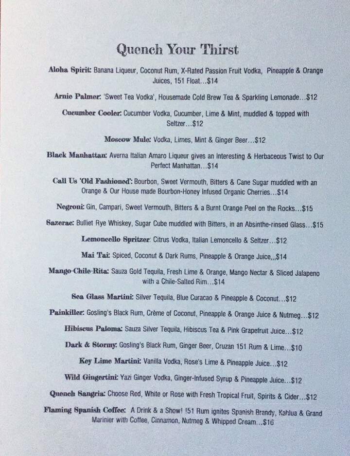 Quench Waterfront Kitchen & Bar - Port Townsend, WA menu_pic