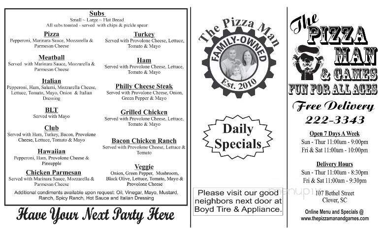 The Pizza Man - Clover, SC menu_pic