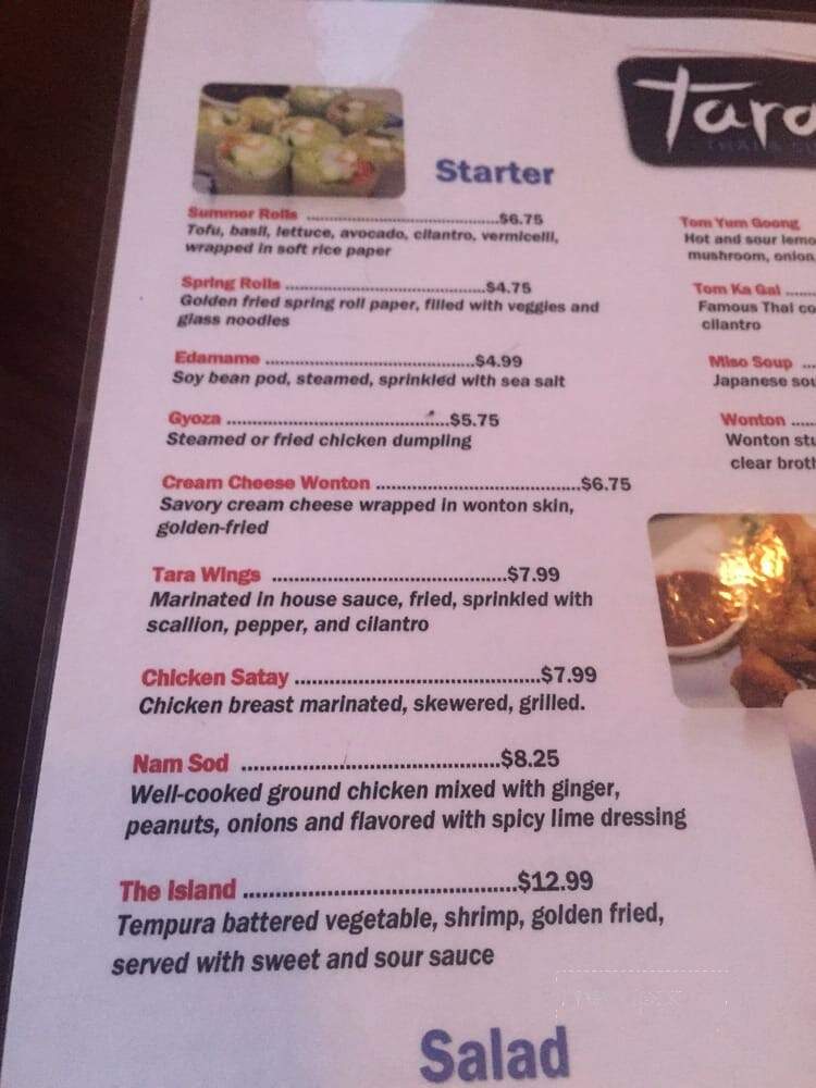 Tara Thai & Sushi - Saint Simons Island, GA menu_pic