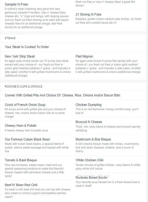 Rockne's Pub - Akron, OH menu_pic