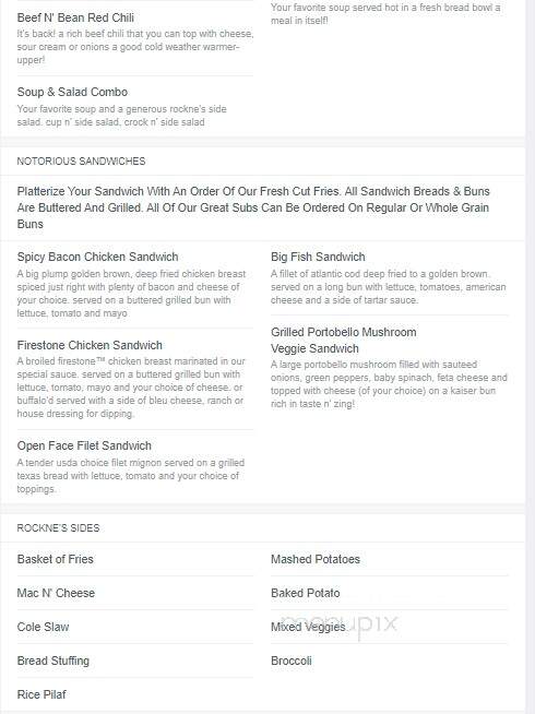 Rockne's Pub - Akron, OH menu_pic