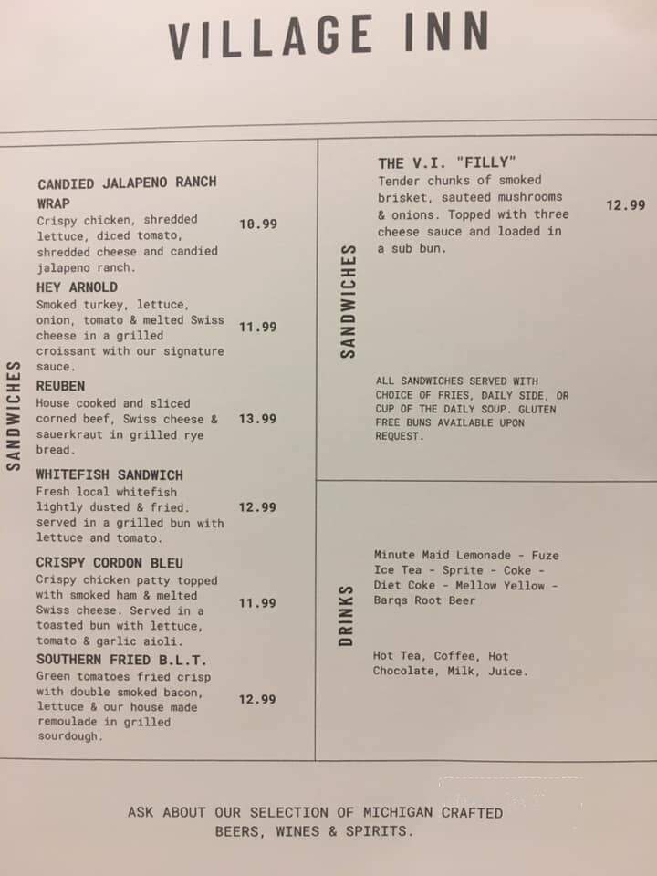 Village Inn - St Ignace, MI menu_pic