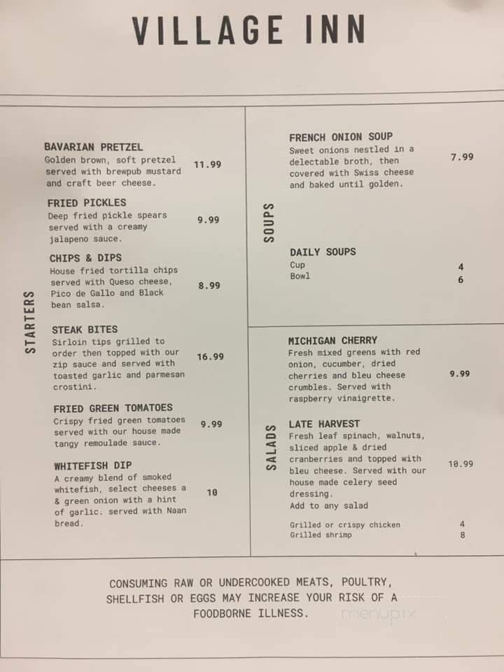 Village Inn - St Ignace, MI menu_pic