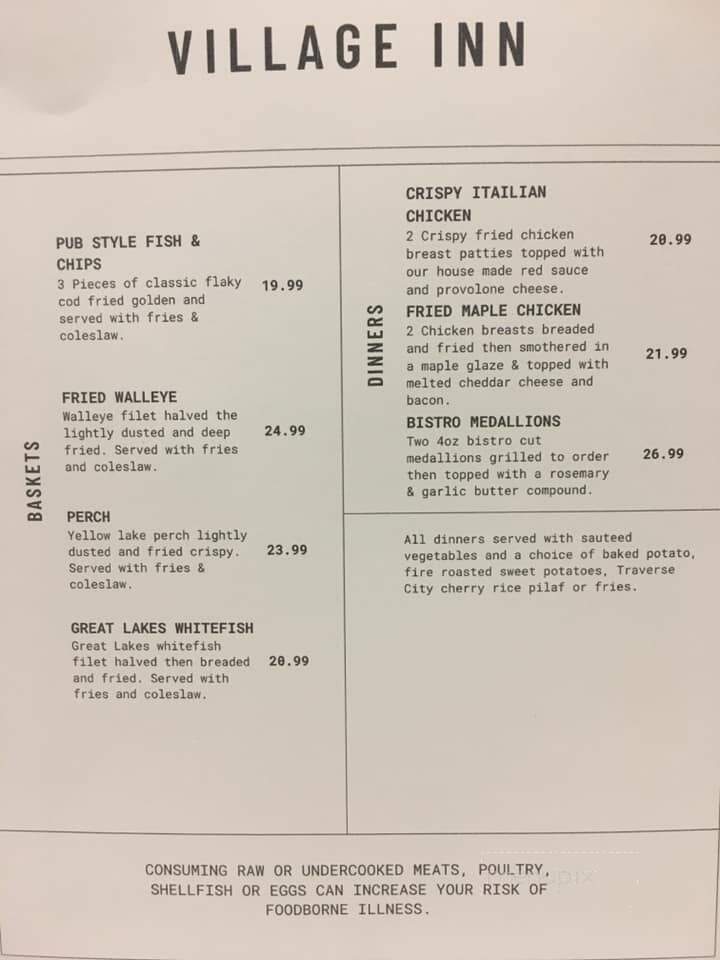 Village Inn - St Ignace, MI menu_pic