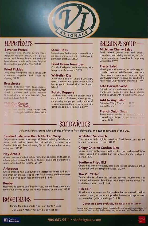 Village Inn - St Ignace, MI menu_pic
