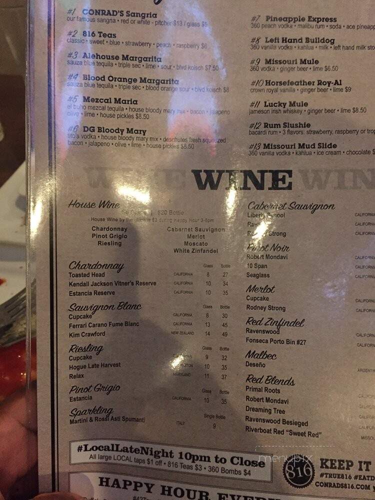 Conrad's Restaurant and Alehouse - Liberty, MO menu_pic