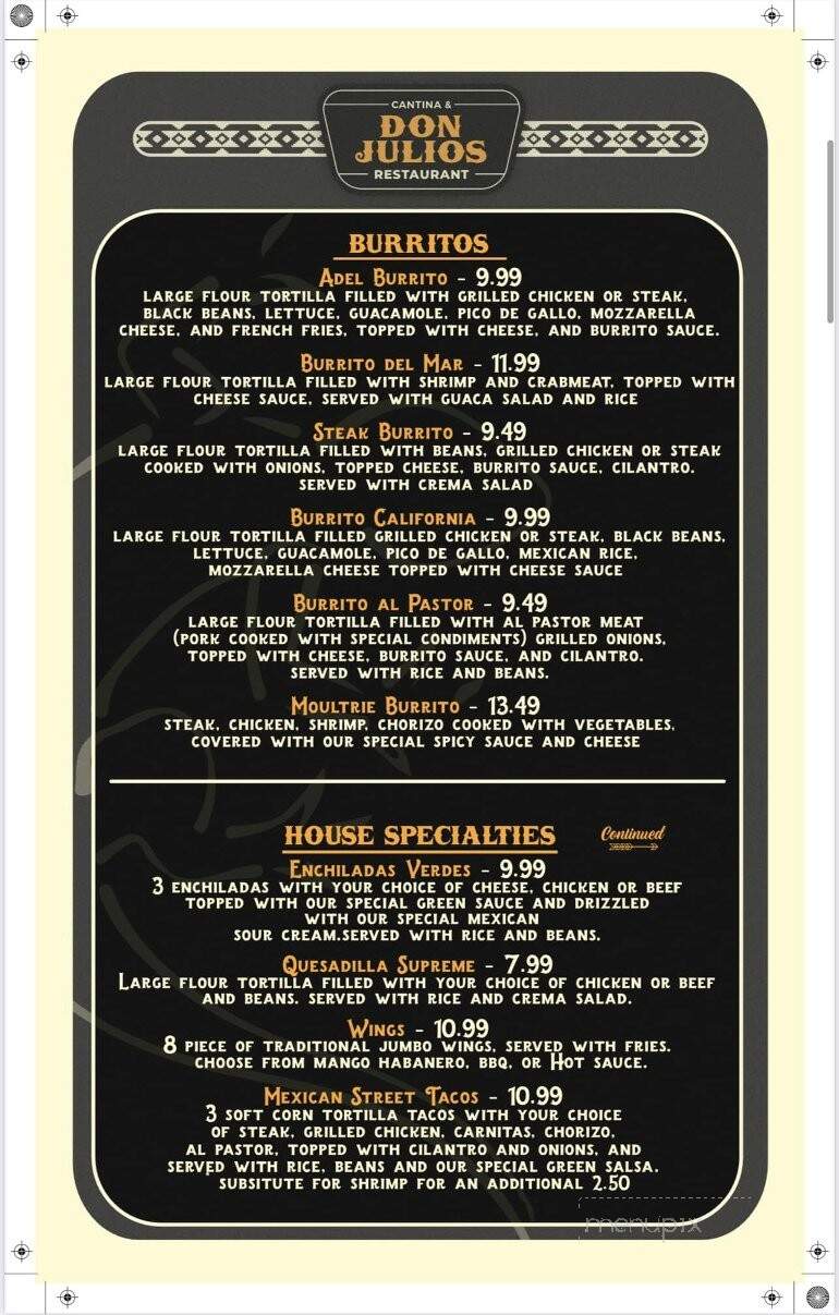 Don Jose Mexican Restaurant - Moultrie, GA menu_pic